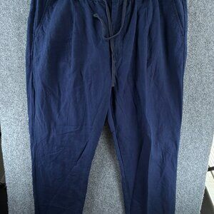 Vineyard Vines Navy Blue XL Men Linen Cotton Lyocell Pants Drawstring ACTL 37X30